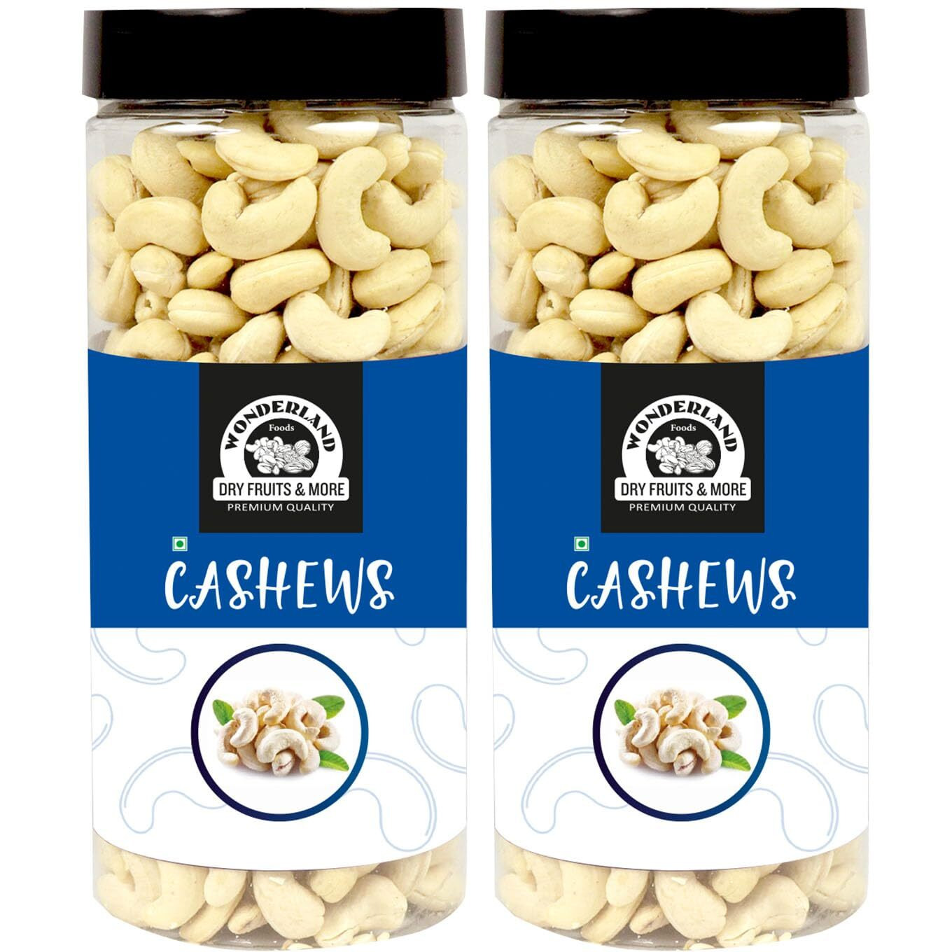 WONDERLAND FOODS Whole Raw Cashew (Kaju) W320-Grade 900g (450g X 2 Jar)