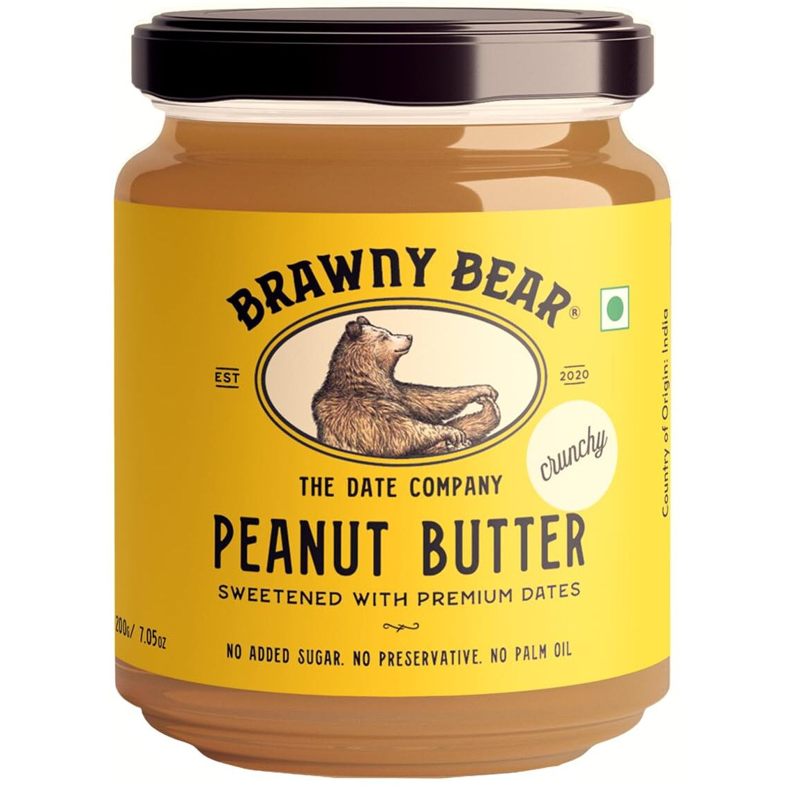 Brawny Bear Protein Peanut Butter Crunchy | Date-Sweetened, No Added Sugar - 500 Gm