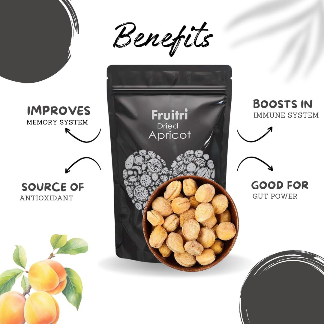 Fruitri Organic Premium Dried Apricot Dry Fruits, Soft And Big Size Khumani, 500Gram