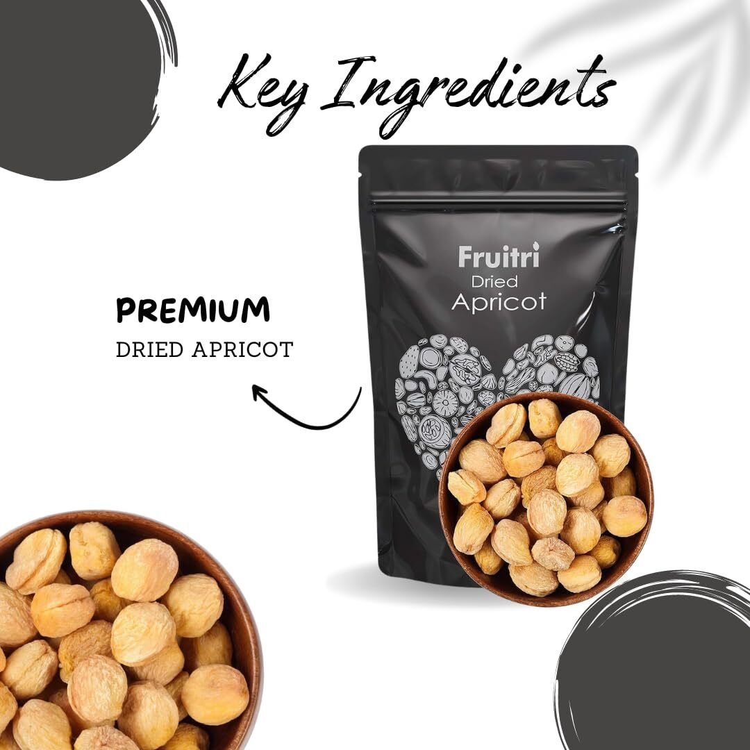 Fruitri Organic Premium Dried Apricot Dry Fruits, Soft And Big Size Khumani, 500Gram