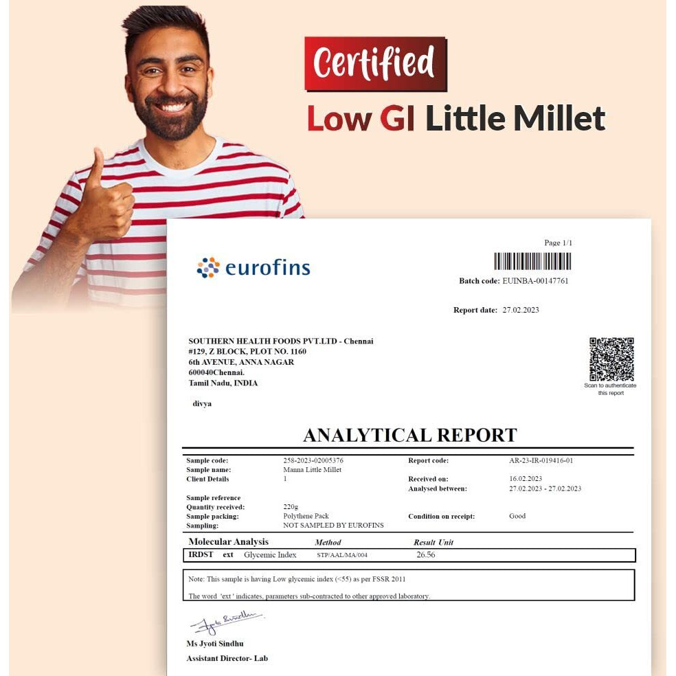 Manna Little Millet Unpolished 1Kg Natural Grains Kutki/Samai/Same/Samulu | Native Low GI Millet Rice | High Protein & 100% More Fibre than Rice -500g (Pack of 2)