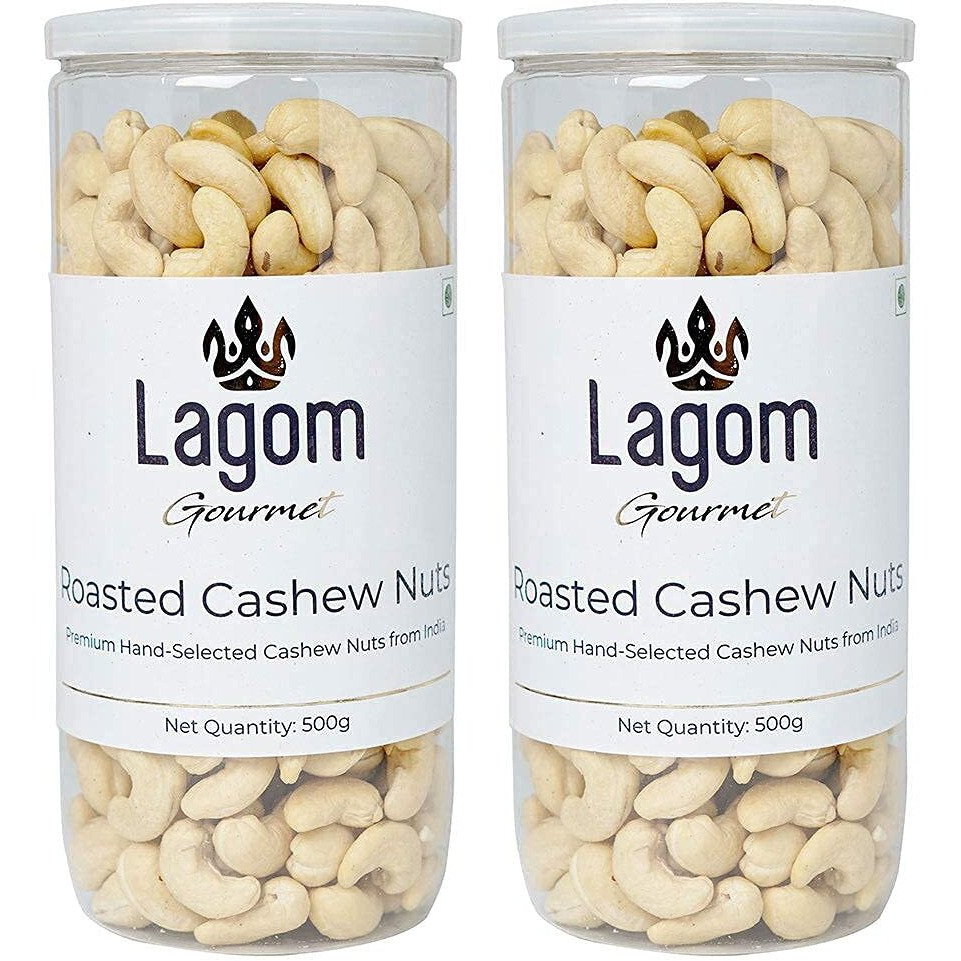Lagom Gourmet Roasted Cashews 1 Kg,Lightly Salted,Dry Roasted,No Oil Used,Roasted To Perfection,No Preservatives,No Artificial Flavors,Gluten Free,Vegan,Non Gmo,Nuts Dry Fruits,Salted Cashew,Kaju