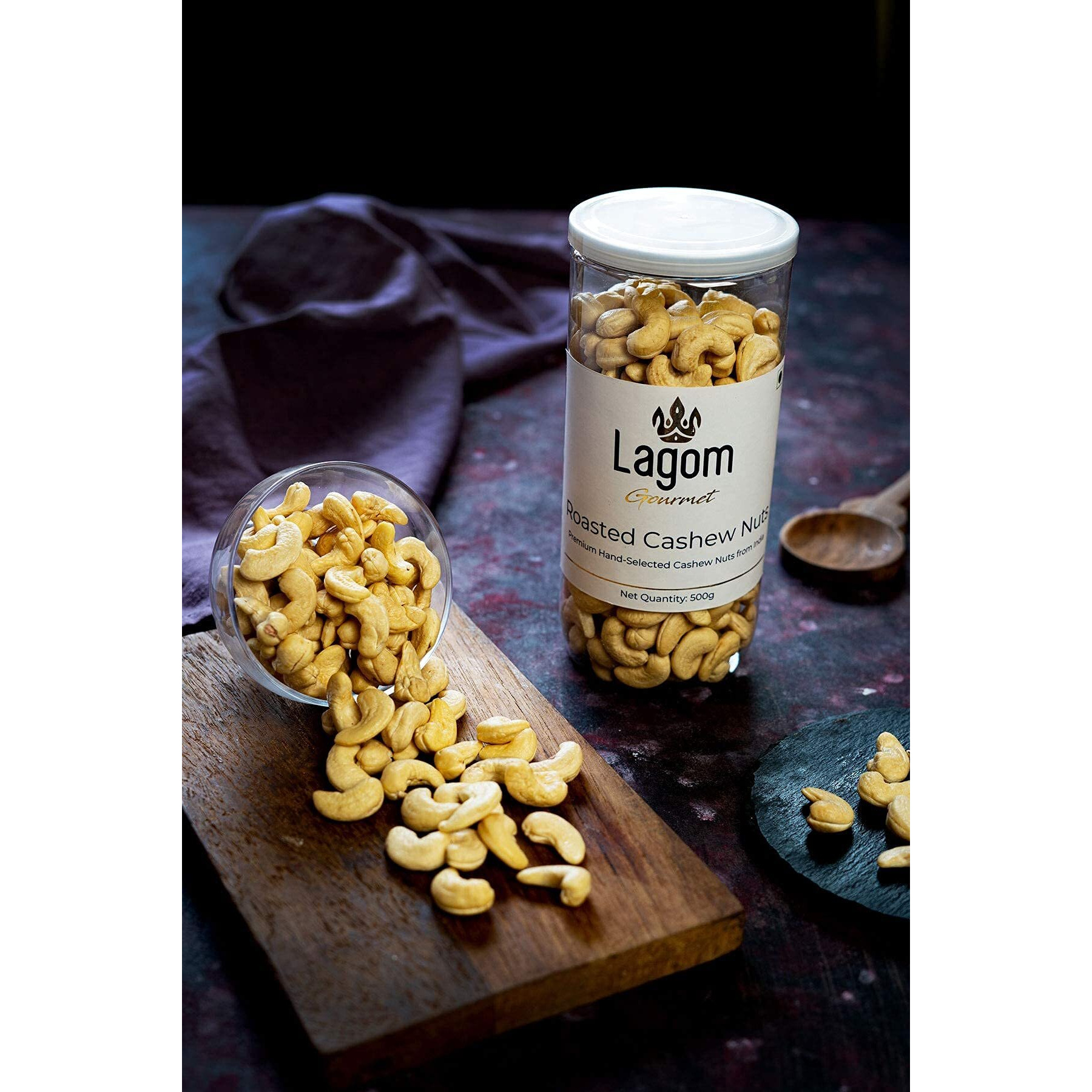 Lagom Gourmet Roasted Cashews 1 Kg,Lightly Salted,Dry Roasted,No Oil Used,Roasted To Perfection,No Preservatives,No Artificial Flavors,Gluten Free,Vegan,Non Gmo,Nuts Dry Fruits,Salted Cashew,Kaju