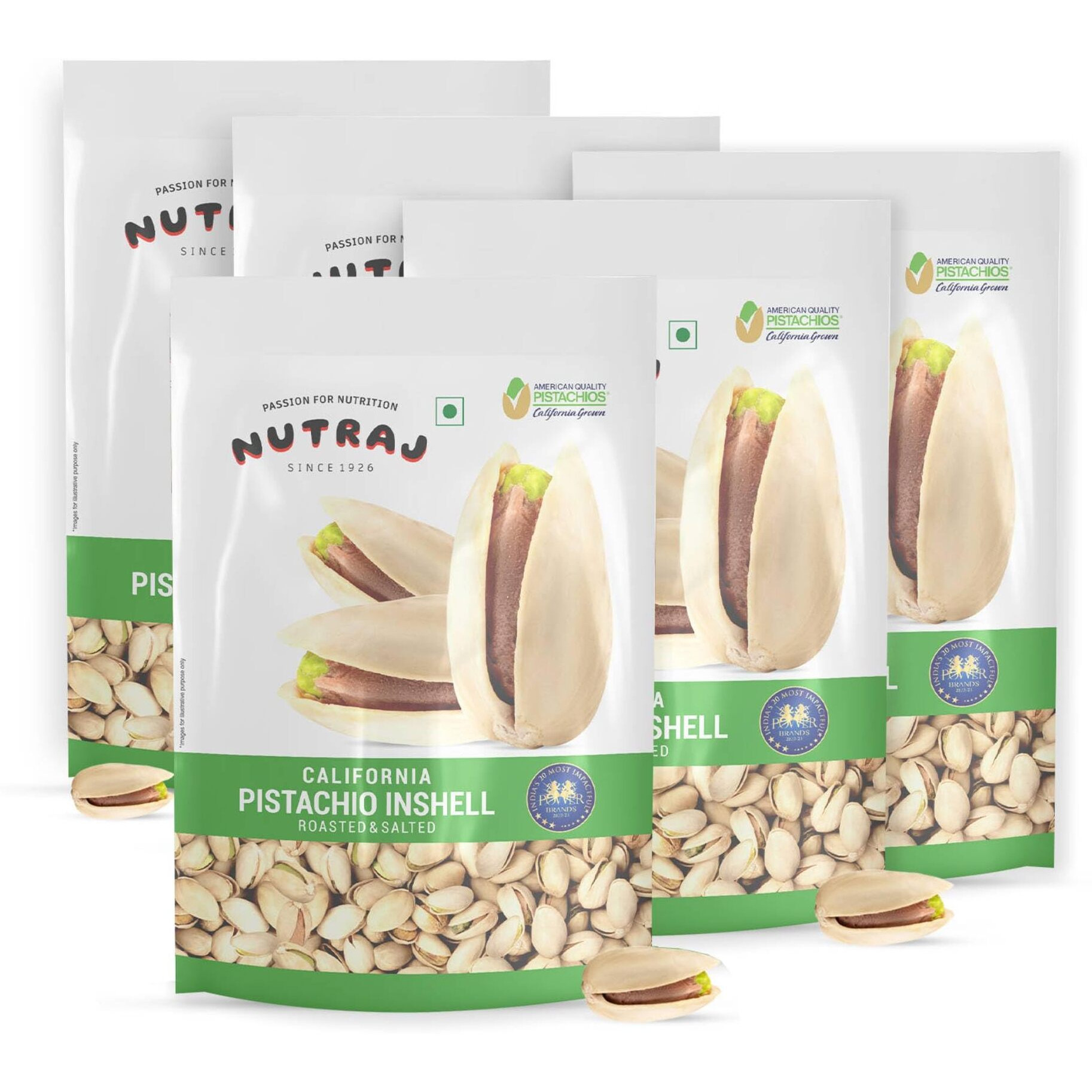 Nutraj California Roasted & Salted Inshell Pistachios 1kg (200g x 5) | Salted Pista | Crunchy & Healthy | Healthy Snacks | Dry Fruits & Nuts | Rich in Vitamin & Minerals | Withshell Pistachio