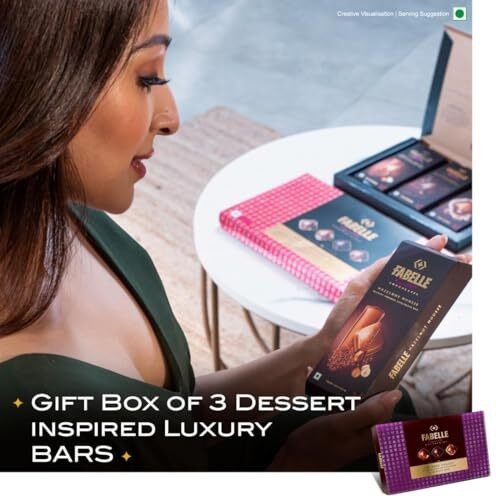 Fabelle The Bars Trilogy - Chocolate Pack, 3 Assorted Large Luxury Chocolate Bars, Premium Packaged Gift Chocolate Box, Centre-Filled Bars, Best Chocolate Gift, 388g