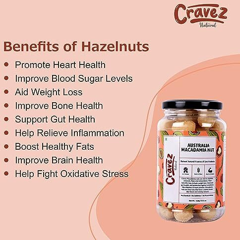 Cravez Exotic Macadamia Nuts - 250 Gram (Grade A ++ Nuts, Premium Jumbo Size, Imported) Richest Natural source Of Antioxidants | Healthy fats | Unsalted | Vegan | No additives | Packed in Vaccum pouch for Freshness
