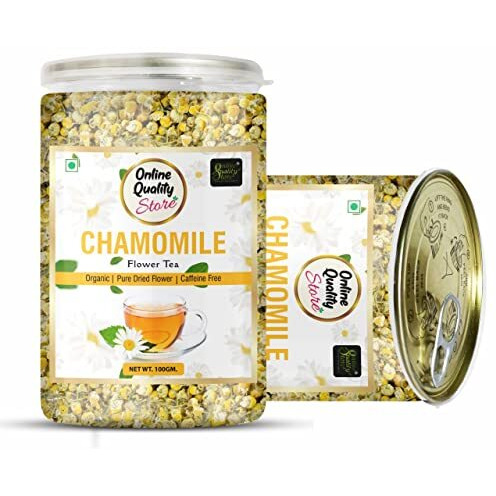 Online Quality Store Organic Chamomile Flower Tea - 100g | Caffeine Free Herbal Tea| Chamomile Tea| Boost Immunity| Detox Tea| Sleep Tea & Stress Relief | 100% Natural Chamomile Flower Tea Leaves