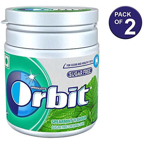Orbit Spearmint Sugar-Free Chewing Gum | Chewing Gums for Clean and Healthy Teeth | Pocket-Friendly & Easy to Carry Pot Pack | 66g | Pack of 2