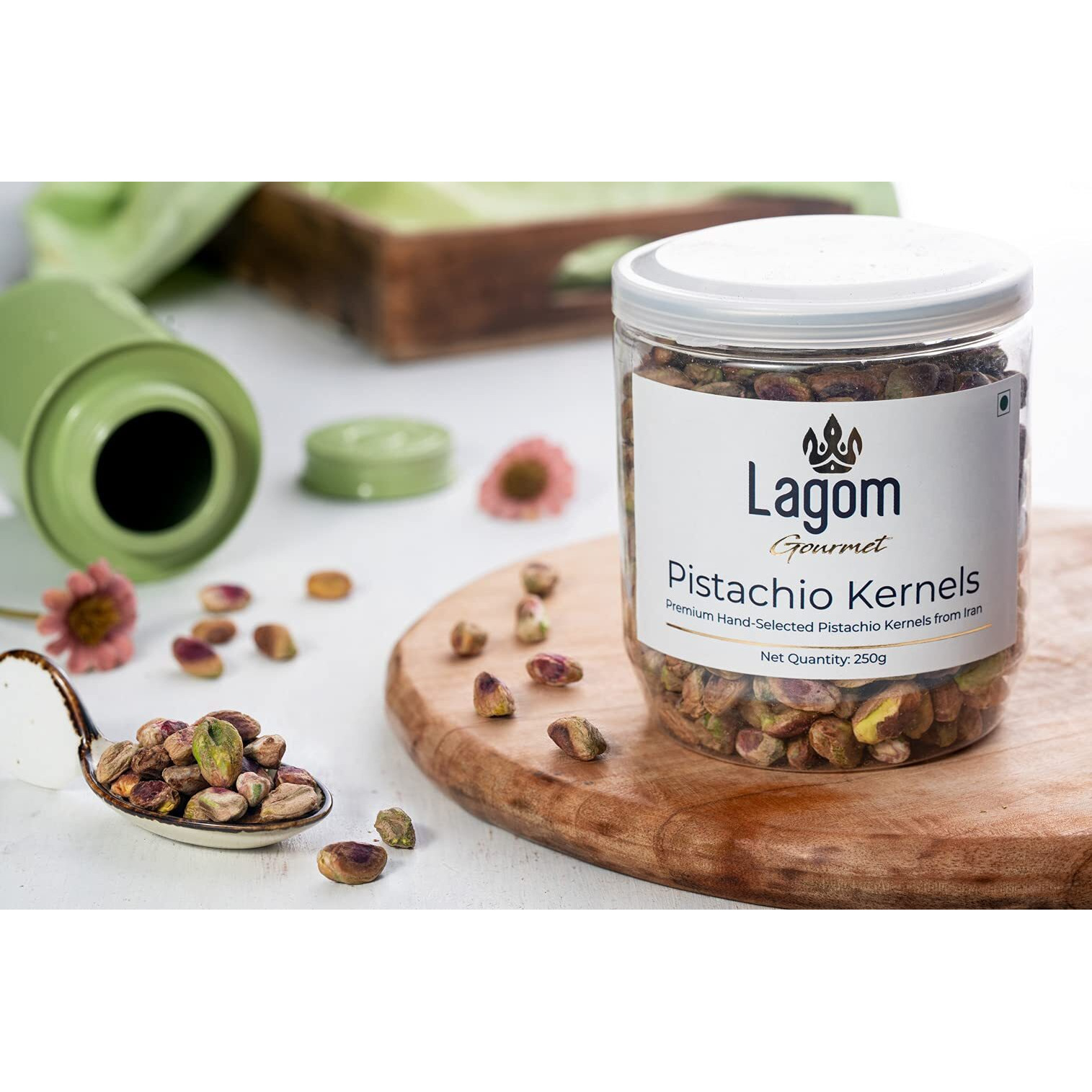 Lagom Gourmet Pistachio Kernels 250g | All Natural | No Preservatives | No Additives | Gluten Free | Vegan | Plant Based | Non GMO | Nuts | Dry Fruits | Pistachios | Pista Without Shell