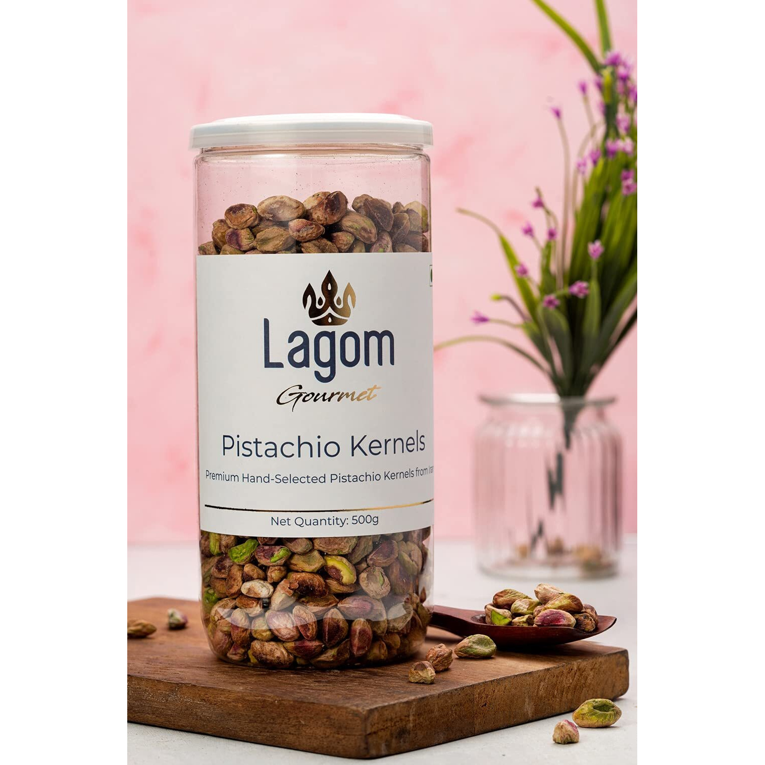 Lagom Gourmet Pistachio Kernels 500g | All Natural | No Preservatives | No Additives | Gluten Free | Vegan | Plant Based | Non GMO | Nuts | Dry Fruits | Pistachios | Pista Without Shell