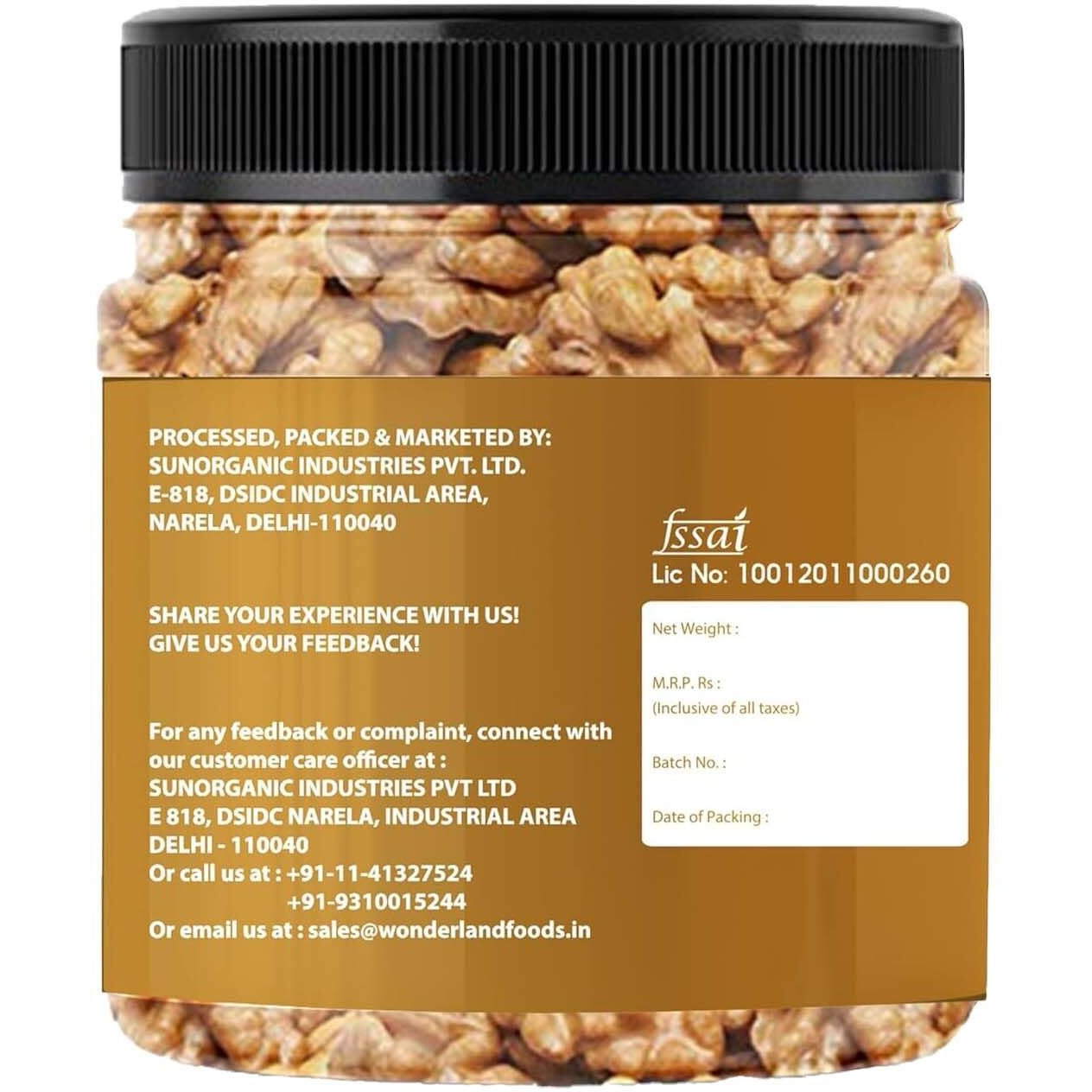 WONDERLAND FOODS (DEVICE) Dry Fruits California Extra Light Walnut Kernels (Akhrot Giri) I 200g Jar