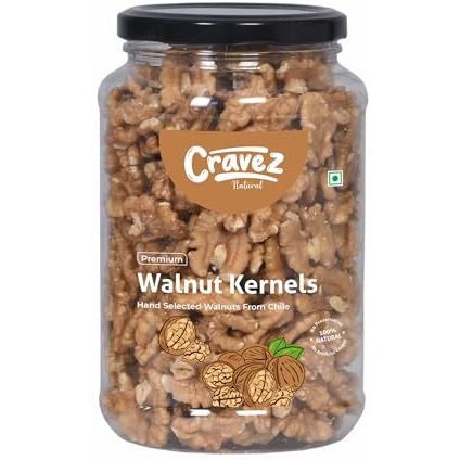 Cravez Walnut Kernels - 500g Dry Fruits | Walnut | Healthy Snacks | Nuts and Dry Fruits | Walnut Without Shell | Akhrot | Walnut Kernel | All Natural | No Preservatives | No Additives | Packed in Vaccum pouch for Freshness