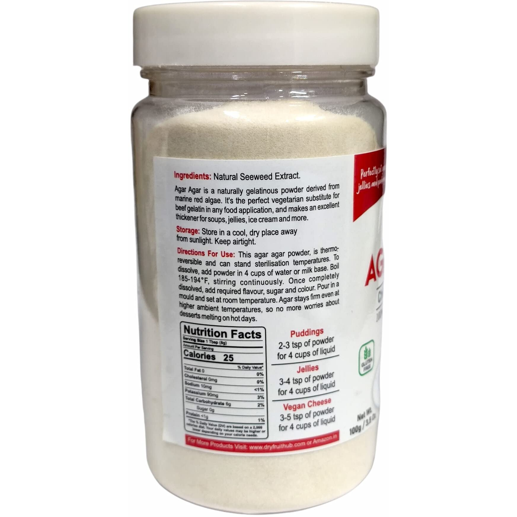 Dry Fruit Hub Agar Agar Powder 100gm Perfect For Jelly, Agaru Powder For Jello, China Grass Veg. Gelatin Alternative,Agar Agar Pudding Jelly