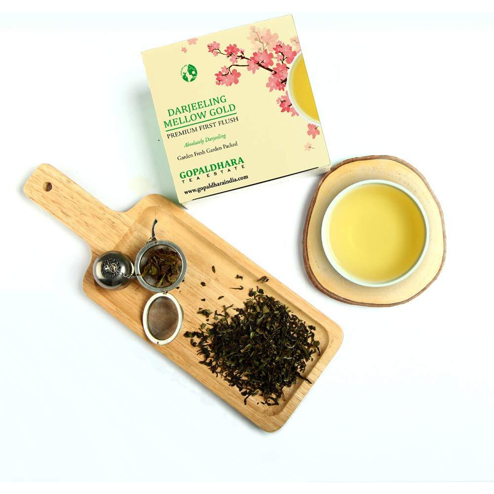 GOPALDHARA Darjeeling Tea Premium First Flush Spring Mellow Gold Tea 200G Paper Box - Special Ftgfop1 Darjeeling Tea Highest Elevation (7000Ft), 200 grams