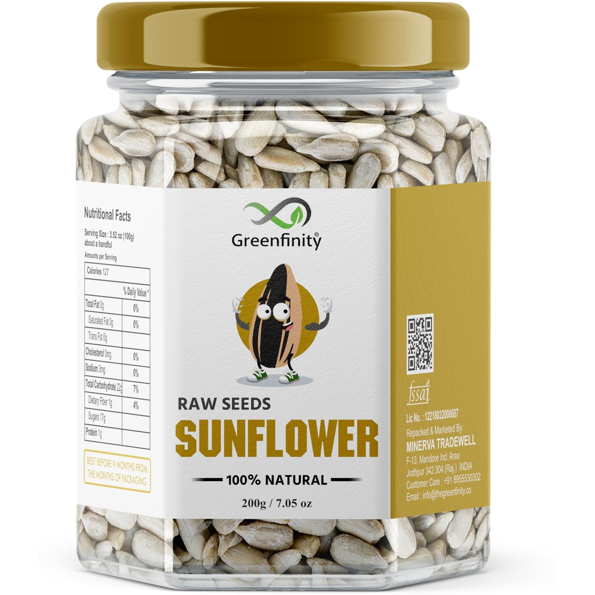 GreenFinity Best Raw Seeds Combo - 400g (Raw Pumpkin, Sunflower Seeds) Immunity Seeds | Pack of 2-200g.