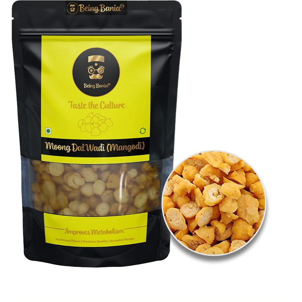 Being Bania Homemade Rajasthani Mangodi / Mungori Wadi / Badi, 500 Gms | Hand made | Made with Moong Daal | Rich in Protein | Premium Moong Dal | No Added Preservatives | Ready to Cook |