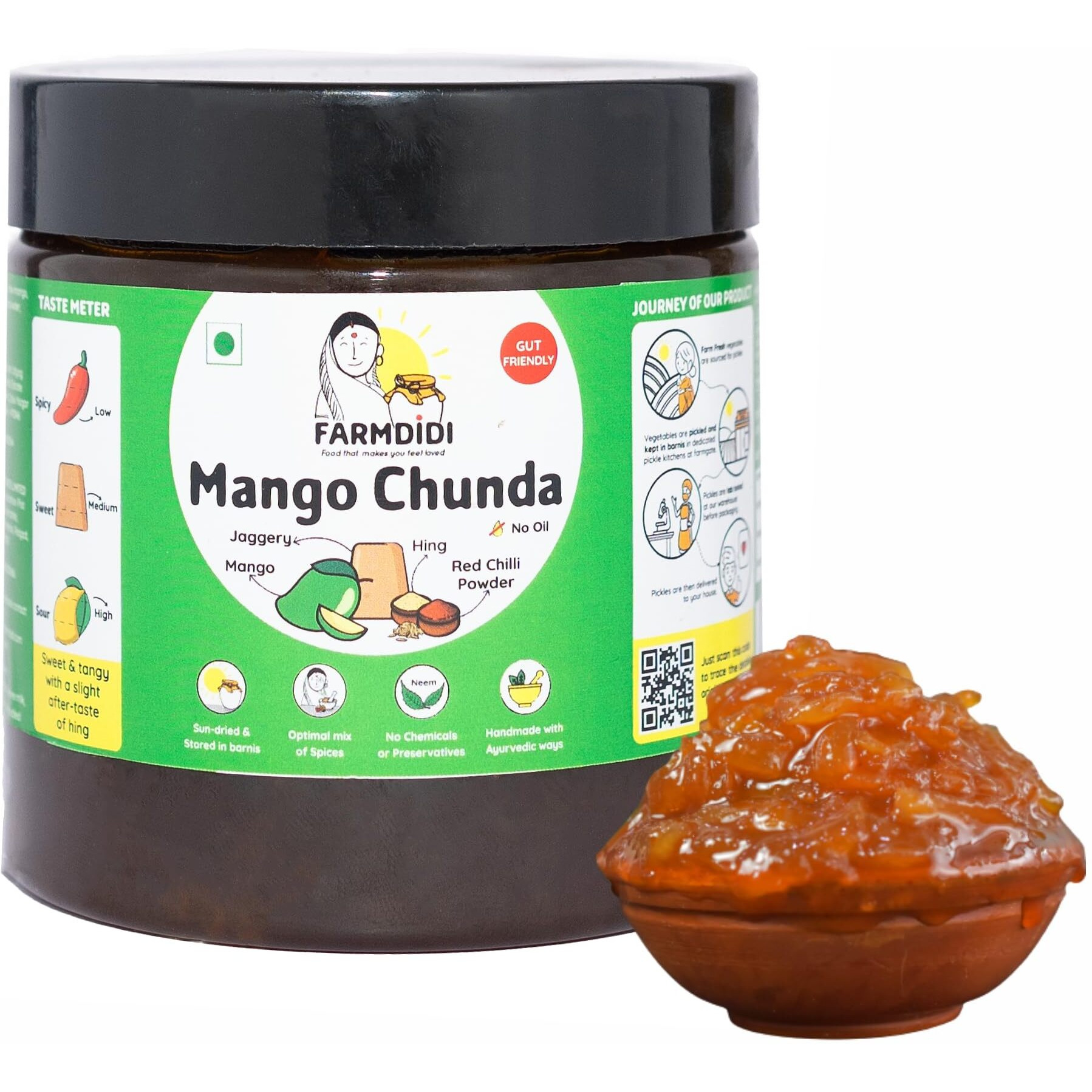 FarmDidi Mango Chunda pickle 325g | Mango Chundo | Oil free Aam ka meetha achar murabba | Grated Mango chutney | khatta meetha achaar | Preservative free pickle in fresh mango pickles homemade
