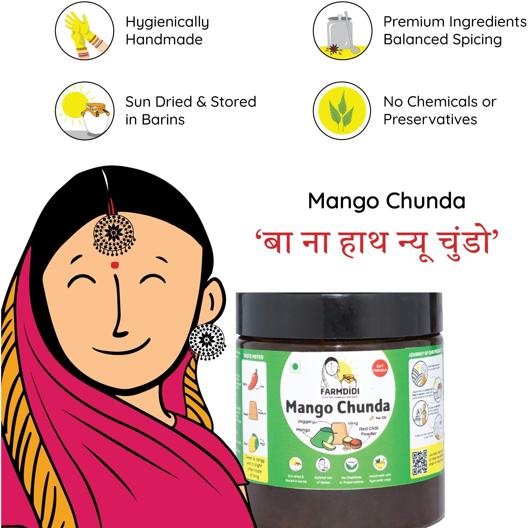 FarmDidi Mango Chunda pickle 325g | Mango Chundo | Oil free Aam ka meetha achar murabba | Grated Mango chutney | khatta meetha achaar | Preservative free pickle in fresh mango pickles homemade