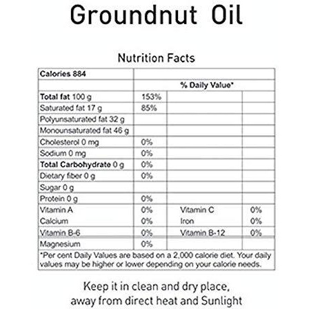 Natureland Organics Groundnut Oil/Peanut Oil 1ltr (Pack of 12) - Total 12 Ltr. Cold Pressed