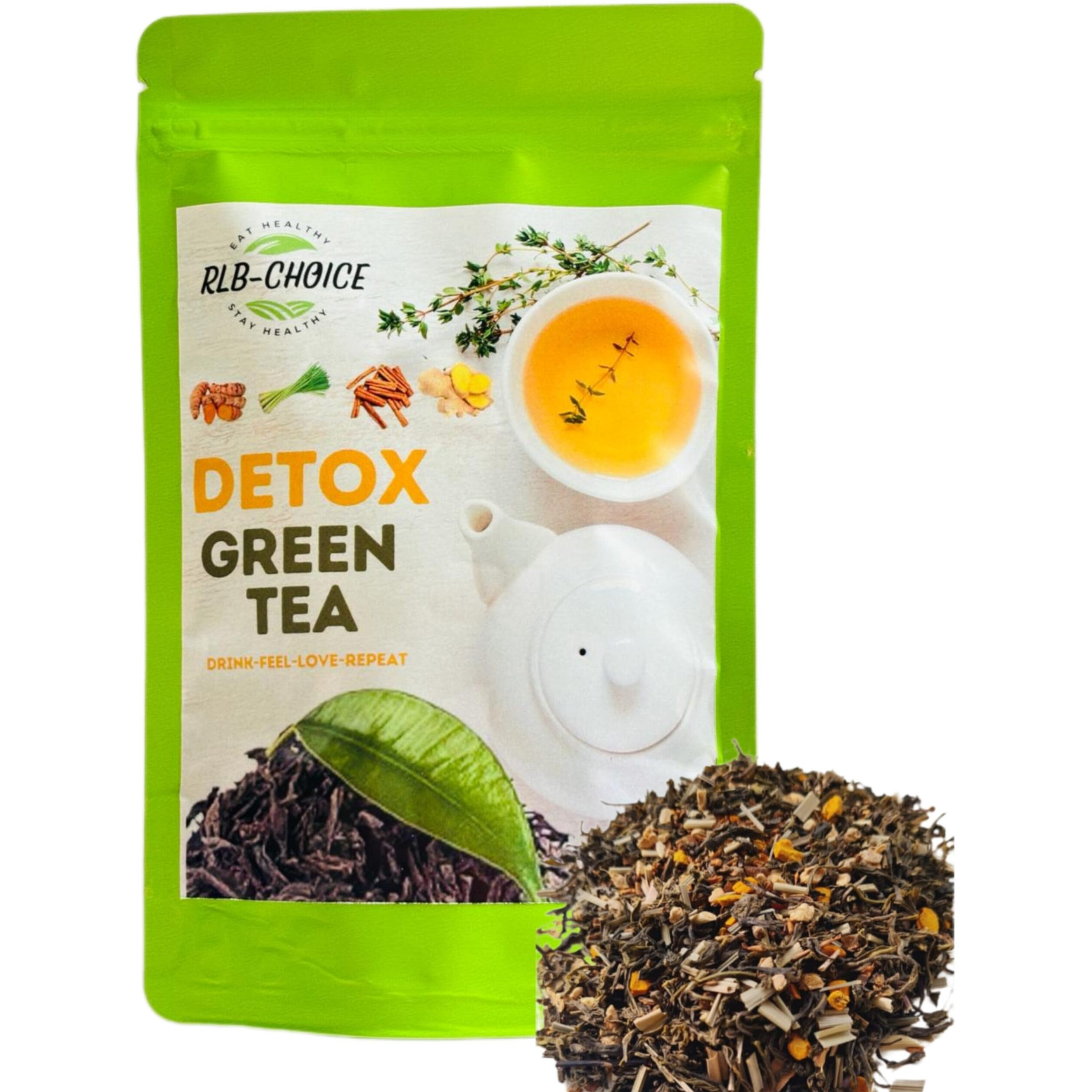 Rlb Choice-Detox Loose Leaves Green Tea-Your Path To Wellness-Purity In Every Sip, Better Digestion, Boost Immunity, Skin Glow,80 Grams