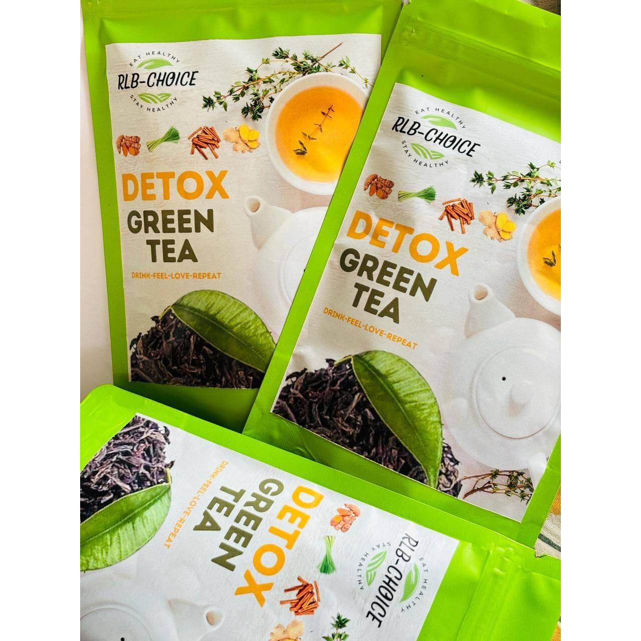 Rlb Choice-Detox Loose Leaves Green Tea-Your Path To Wellness-Purity In Every Sip, Better Digestion, Boost Immunity, Skin Glow,80 Grams