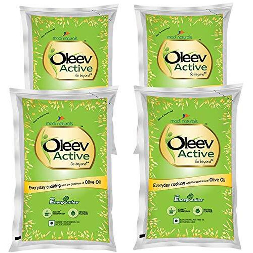 Oleev Active, with Goodness of Olive Oil, 4 x 1L Pouch