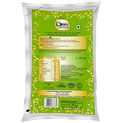 Oleev Active, with Goodness of Olive Oil, 4 x 1L Pouch