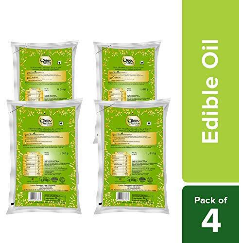 Oleev Active, with Goodness of Olive Oil, 4 x 1L Pouch