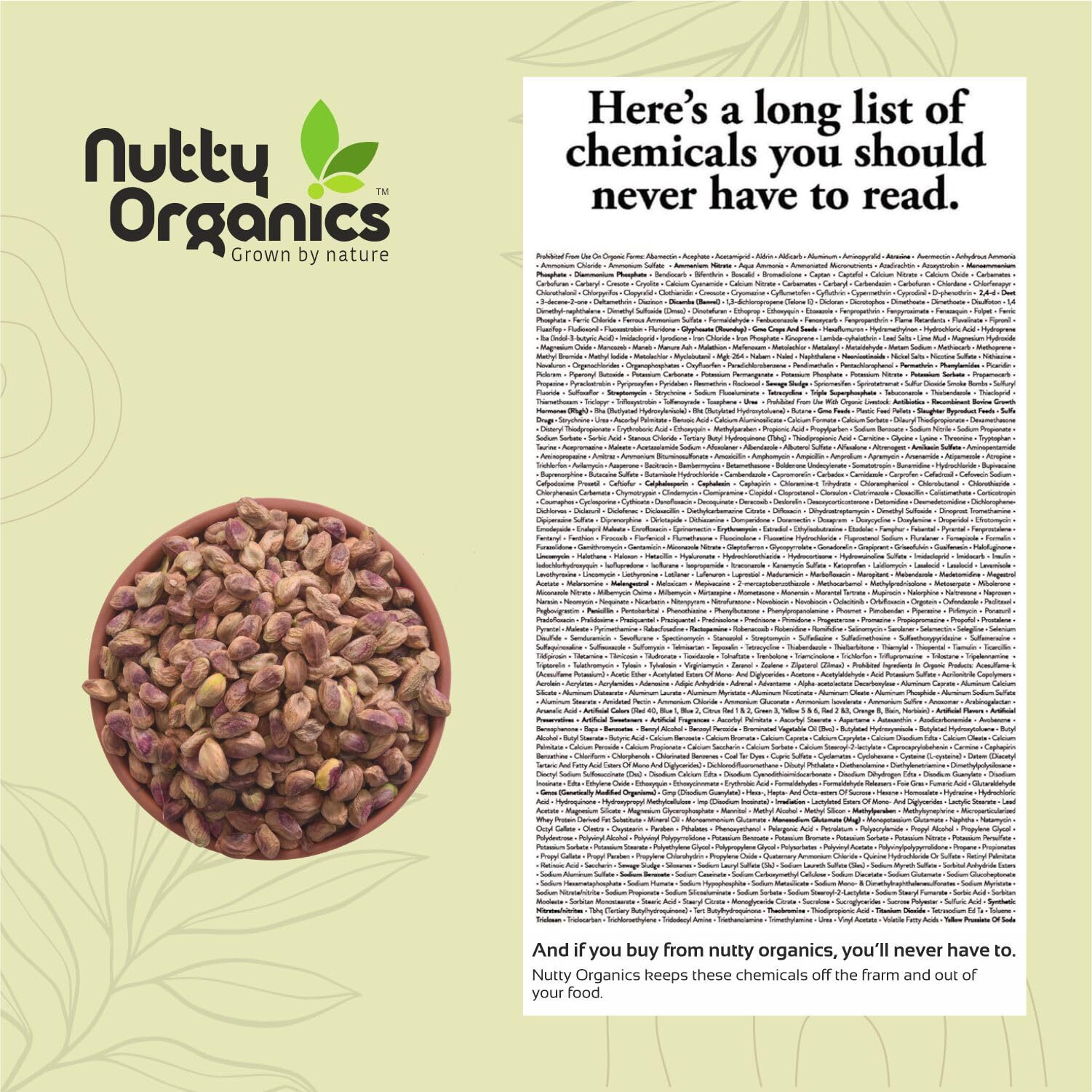 NUTTY ORGANICS Premium Unsalted Whole Pista Kernels - 250G | Imported | Fresh & Crunchy | (Grade A ++ Nuts, Premium Jumbo Size, Imported) - Air Tight Pouch