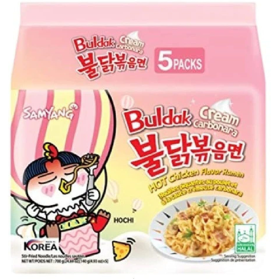 NOTTACIA Samyang Buldak Cream Carbonara Hot Chicken Flavor Ramen Pack Of 5, 700G