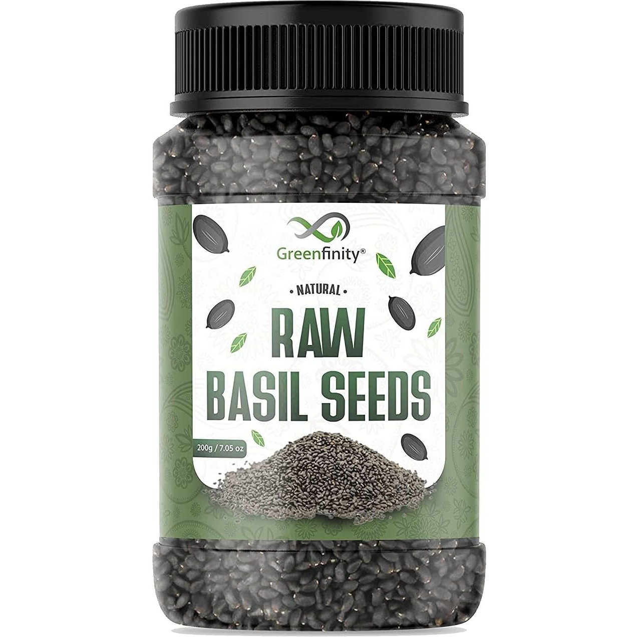 GreenFinity 100% Hygienic Raw sabja Basil Seeds (200 Gram) Pack of 1