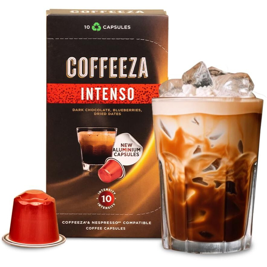 COFFEEZA Intenso Aluminium Coffee Capsules, Intensity - 10, Nespresso Compatible Coffee Pods | Box Of 3 (30 Capsules), 249 Gram