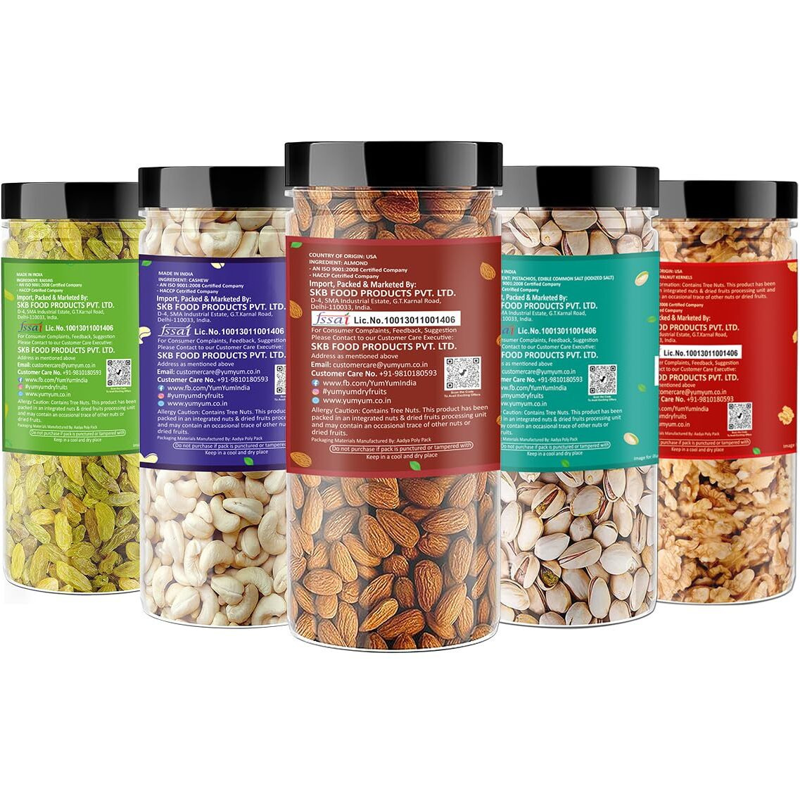 Raghbat Dry fruits combo pack of 5 Healthy Badam, Kaju, Pista, Kishmish, Akhrot 1.25 KG- Almonds, Cashews, Pistachios, Raisins, Walnuts