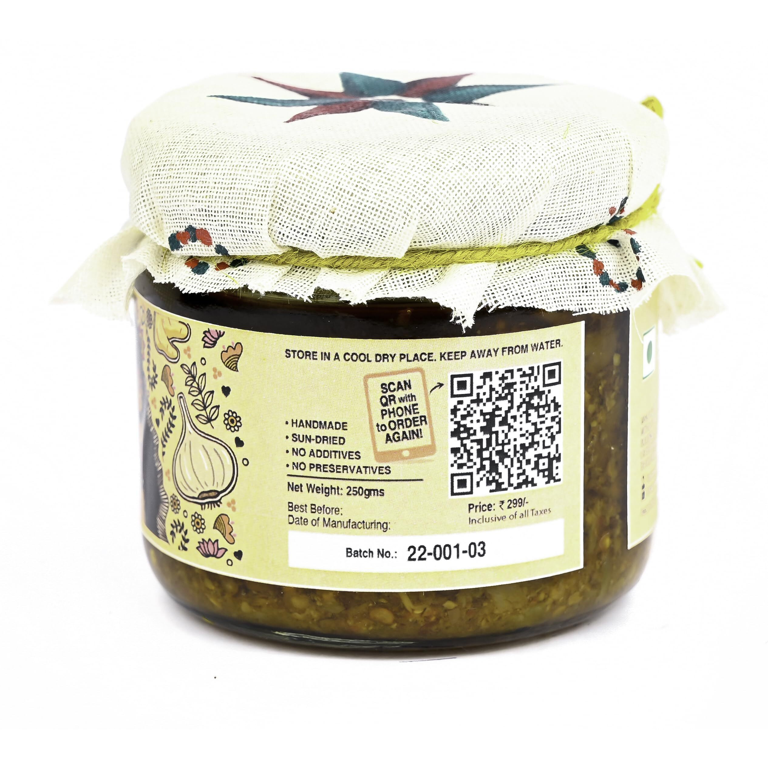 JhaJi - Taste of Mithila Garlic, Ginger, Chilli Mix Pickle | Lahsun Adrak Mirch Ka Achar | Medium Spicy, Salty, Tangy, Chatpata Aftertaste | Bihari-Style Homemade Pickle, 250G/500G