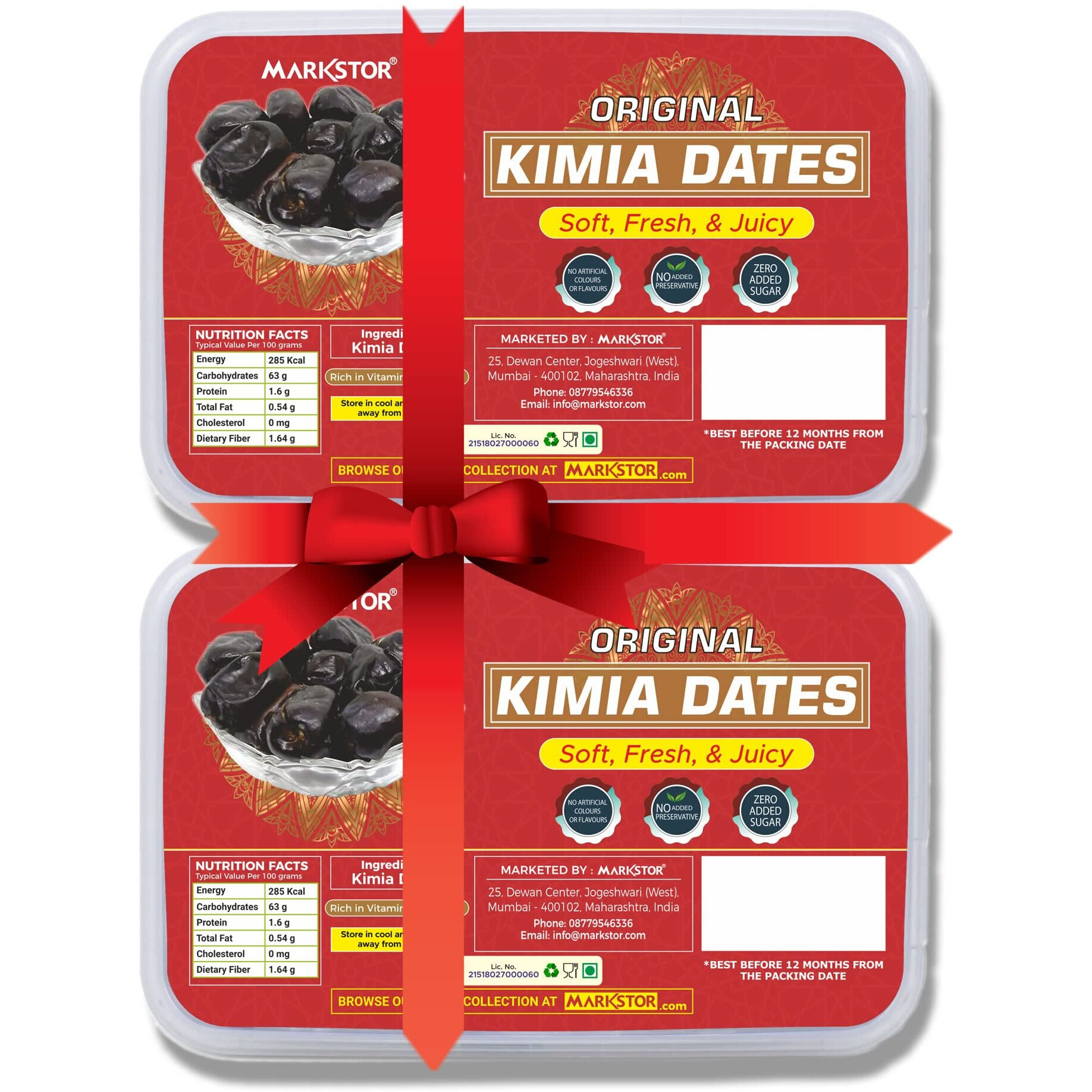 Markstor Original Kimia Dates - 1Kg [500g x 2] - Pack of 2 offer - Fresh & Juicy Dates - Sugar-Free, Natural Sweetness