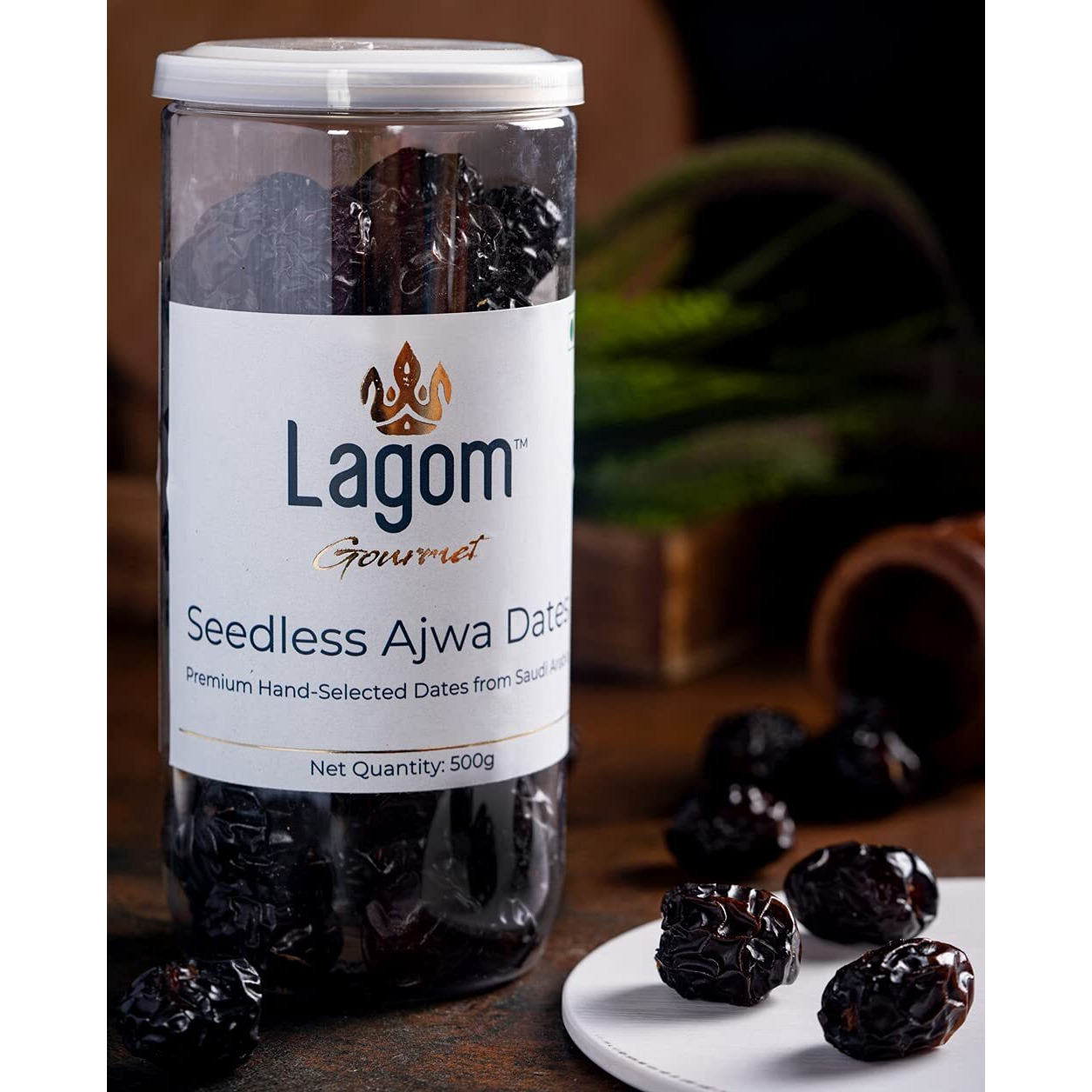 Lagom Gourmet Seedless Ajwa Dates 500G Saudi Arabia Dates All Natural No Preservatives No Added Sugar Gluten Free Vegan Plant Based Non Gmo Dates Dry Fruits Khajur Khajoor Khejur