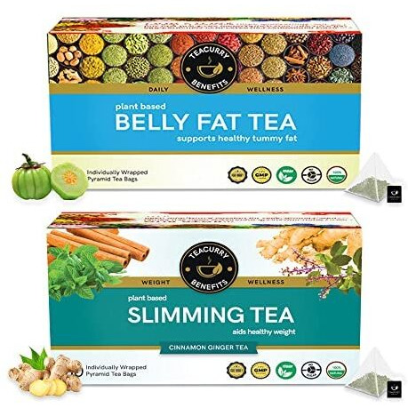 TEACURRY Belly Fat Tea & Slimming Tea Combo (1 Month Pack, 60 Tea Bags) - Supports With Flatter Tummy And Weight Management. - Fenugreek Tea, 120 G