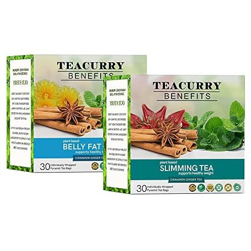 TEACURRY Belly Fat Tea & Slimming Tea Combo (1 Month Pack, 60 Tea Bags) - Supports With Flatter Tummy And Weight Management. - Fenugreek Tea, 120 G
