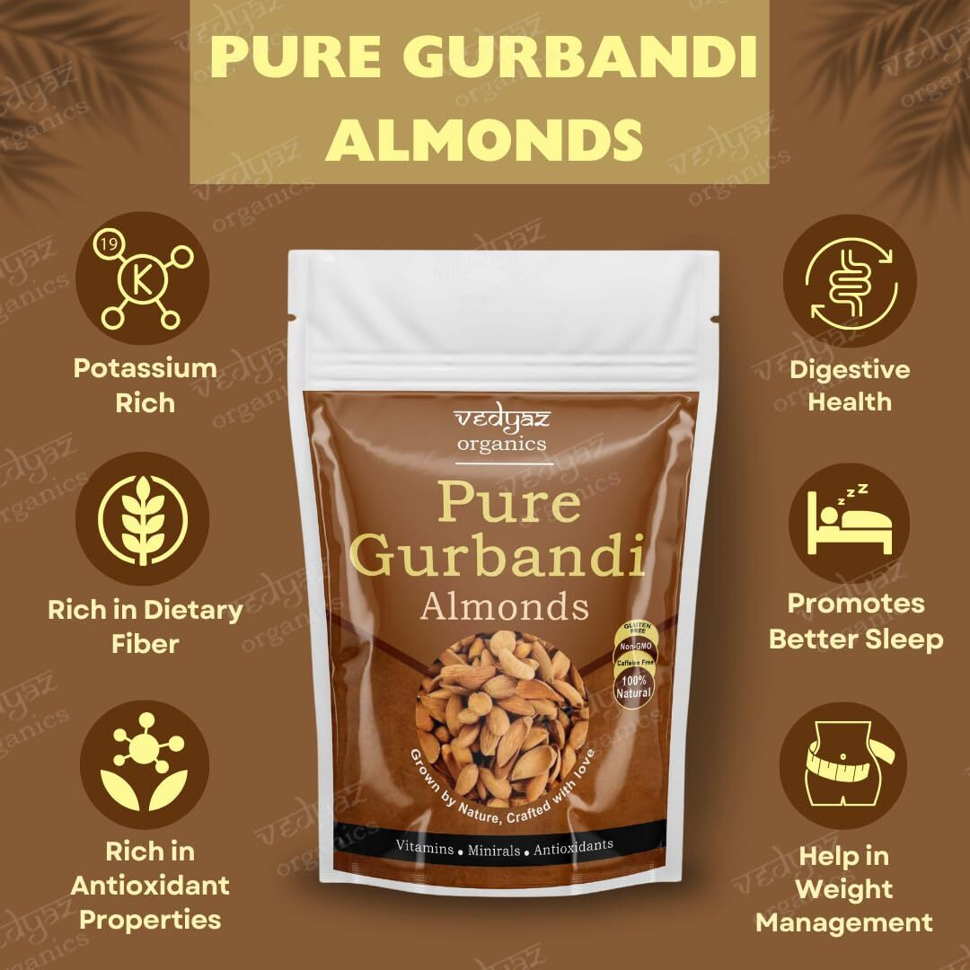 Vedyaz Organics 100% Pure Afghan Gurbandi Badam/Almonds/Choti Giri Raw- 1 Kg