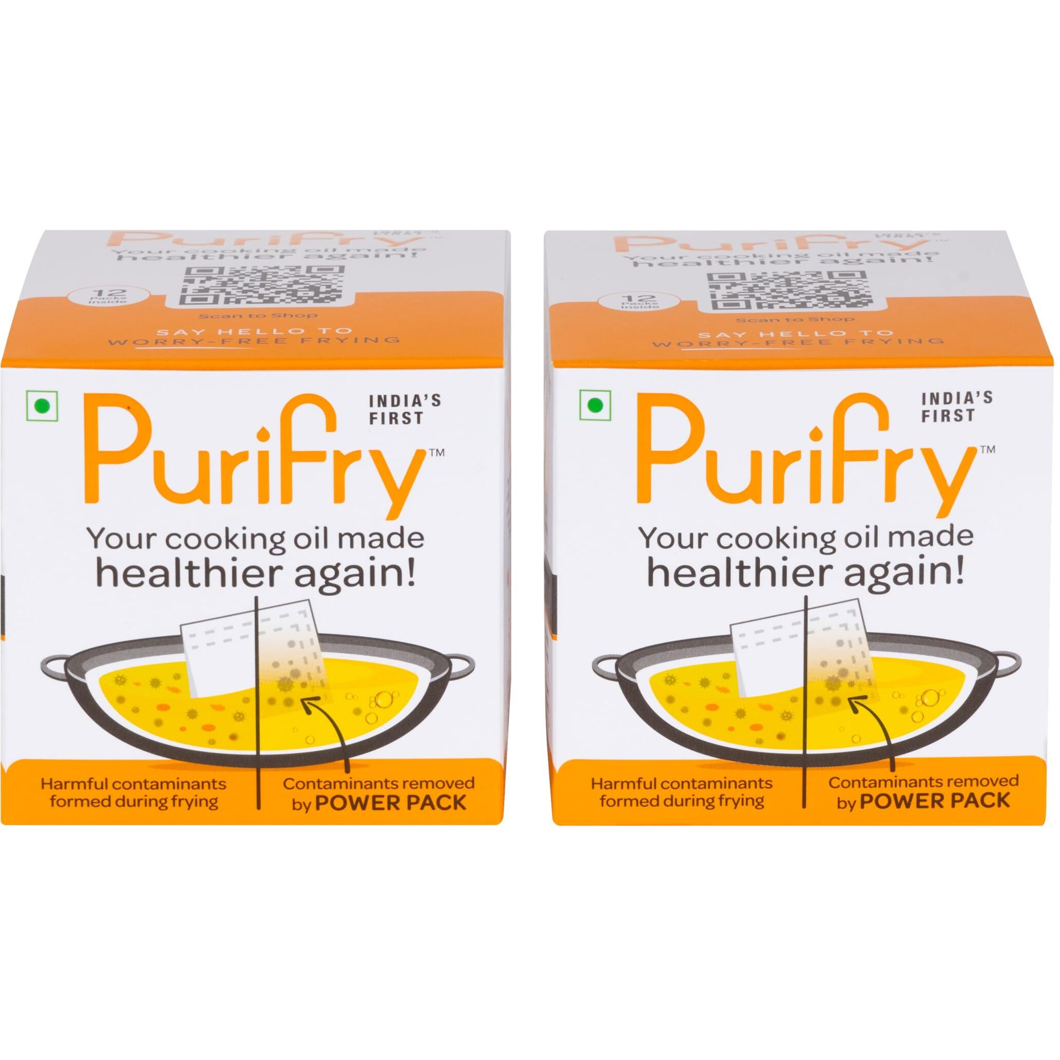 Purifry Power Pack | Reduces Harmful Contaminants Formed During Frying | Suitable For All Cooking Oils & Desi Ghee | Science-Backed | 12 Units in 1 Pack (Pack of 2)