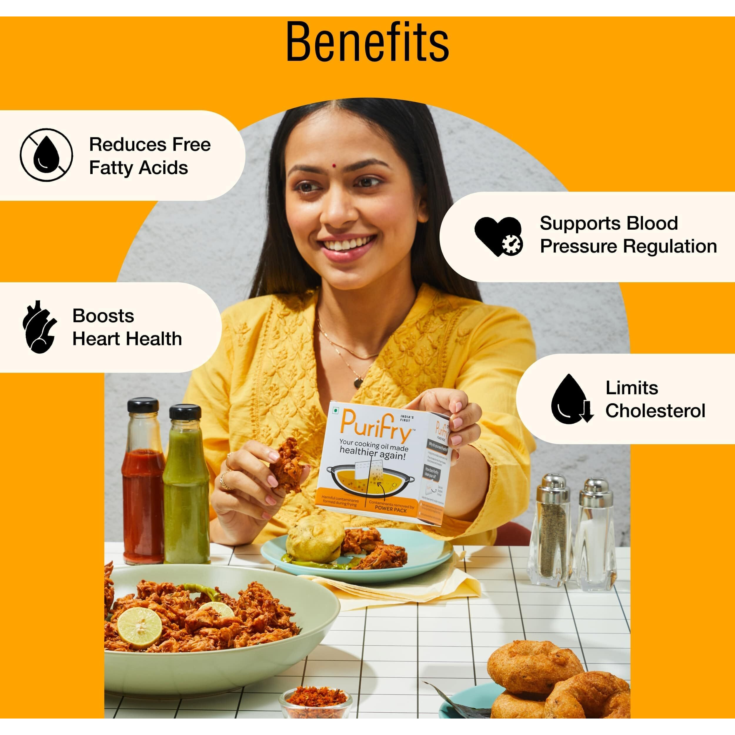 Purifry Power Pack | Reduces Harmful Contaminants Formed During Frying | Suitable For All Cooking Oils & Desi Ghee | Science-Backed | 12 Units in 1 Pack (Pack of 2)
