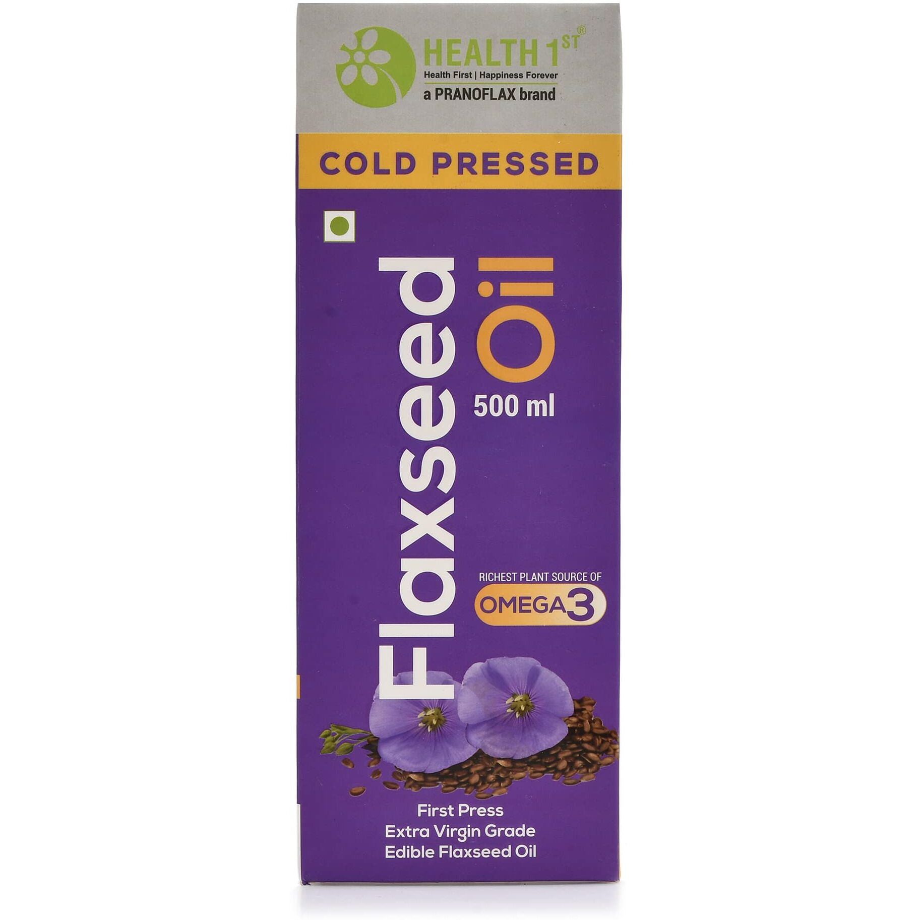 HEALTH 1st Cold Pressed Extra Virgin Flaxseed Oil (Alsi Oil), 500 ml, Good Source of Edible Omega 3,6,9