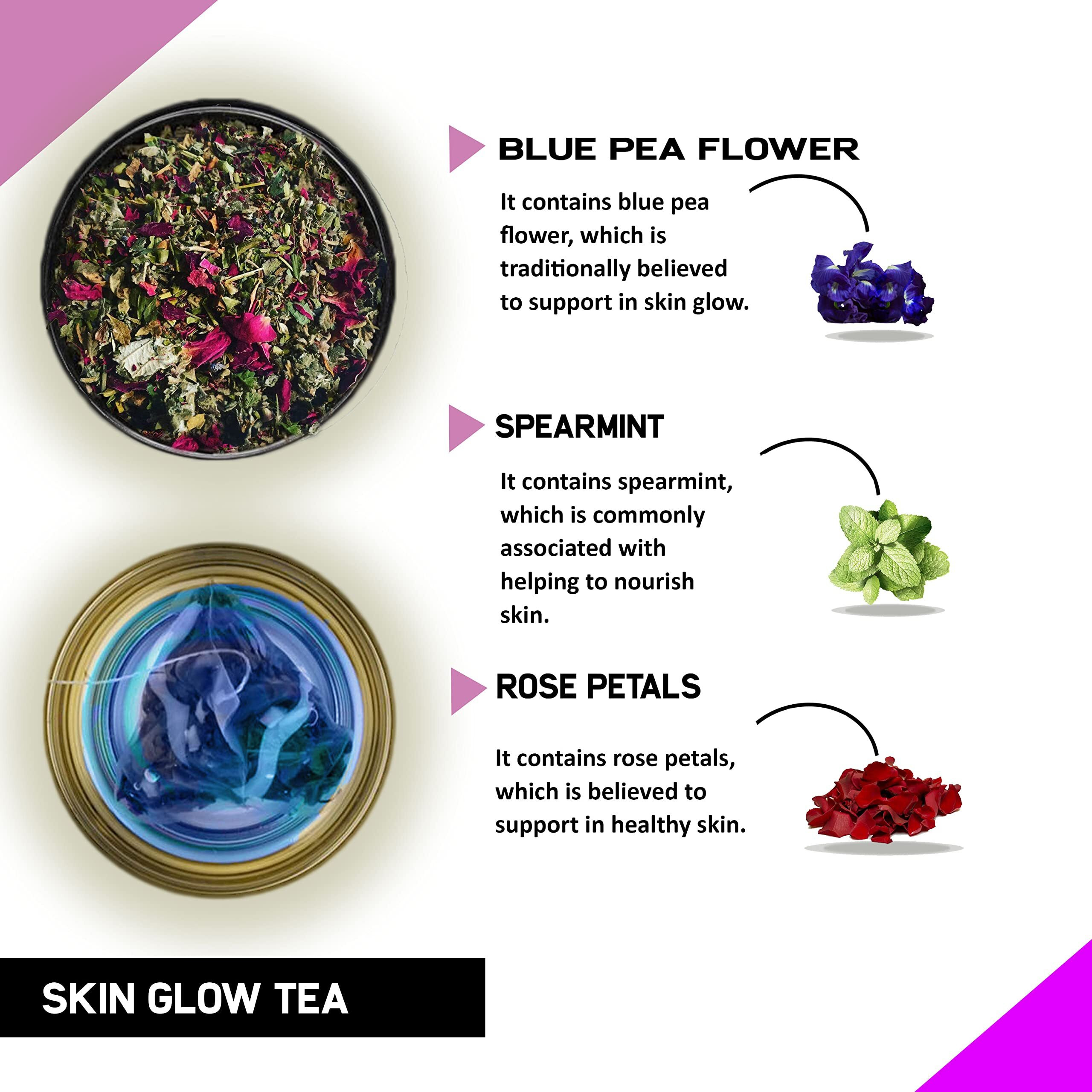 TEACURRY Skin Glow Tea (1 Month Pack | 30 Tea Bags) - Help In Skin Shine, Moisturized Skin, Acne, Anti-Aging, 100 grams