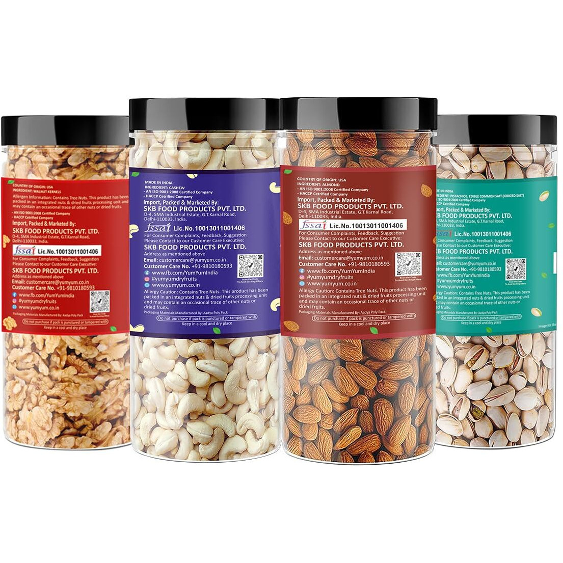 Raghbat Dry Fruits Combo Pack Of - (Badam, Kaju, Pistachio & Akhrot Giri 250g Each) 1kg- Almonds, Cashews, Pistachios, Walnuts