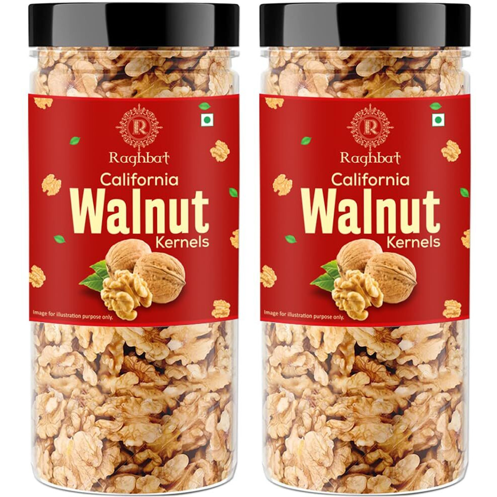Raghbat Premium Walnut Kernel - 500g I Akhrot Giri| Dry fruit | Healthy snacks | Nuts | Ready to eat | Vegan | Pack Of 2-250g Each