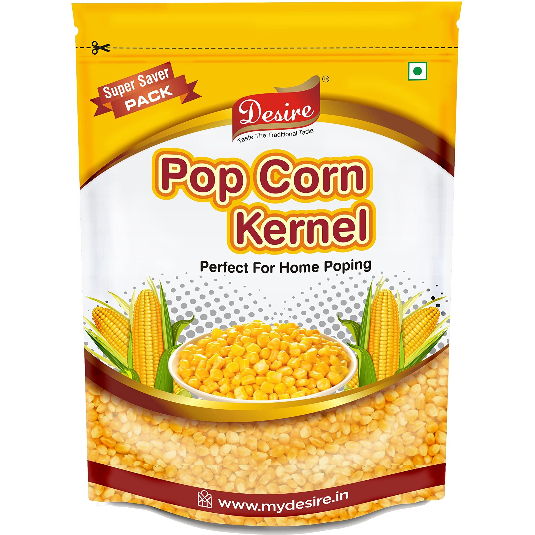 Desire Popcorn Kernel Seeds 1 Kg | Big Size Gourmet Pop Corn Kernels Imported | High Expansion | A Grade Makkai Popcorn