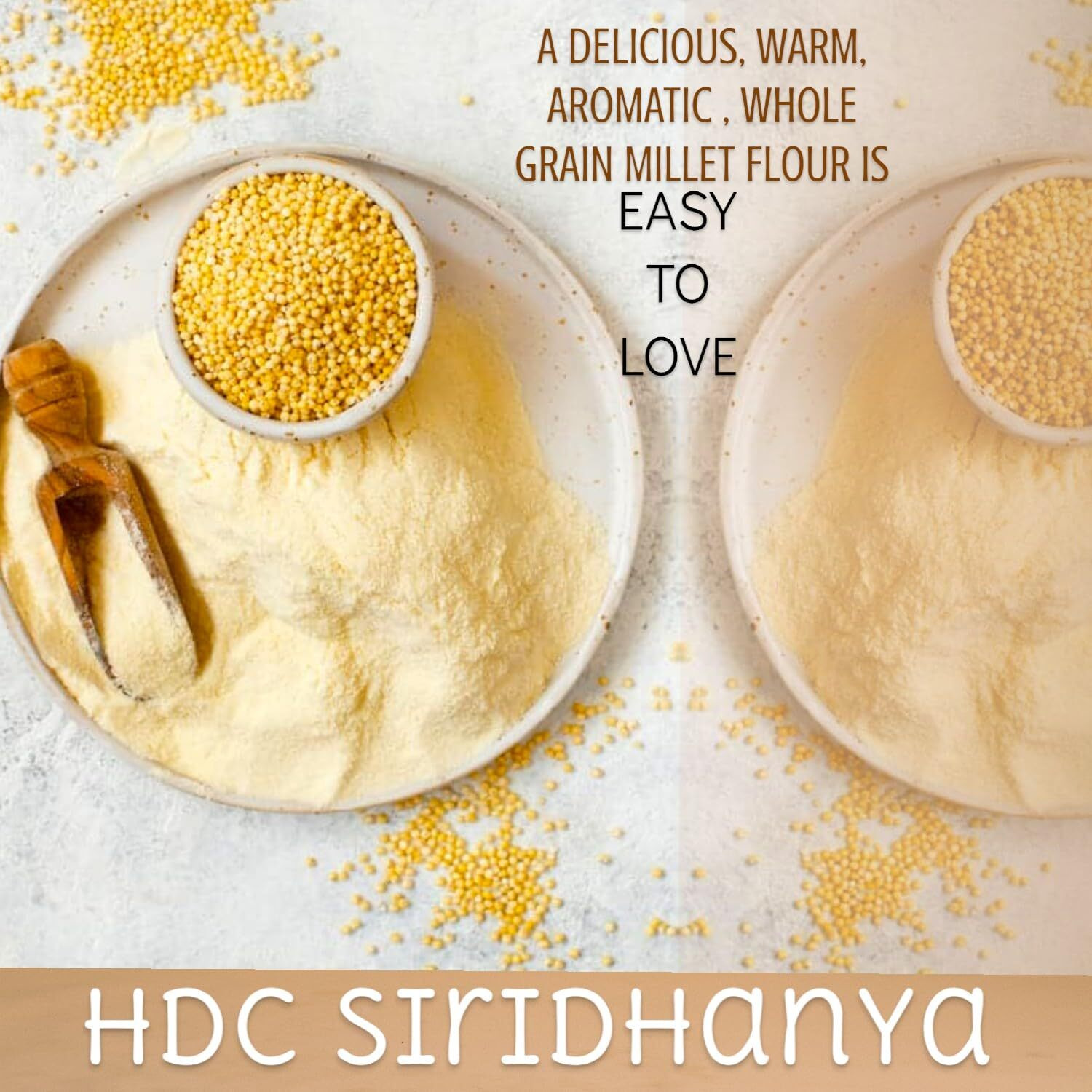HDC Siridhanya unpolished and organic 5 positive bucchi method prepared millets Flour kodo little brown top foxtail and barnyard millets flour, each Jar Gwt. 1000gm