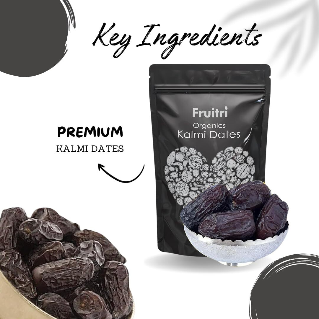 Fruitri Premium Queen Kalmi Dates 500Gram, Juicy & Delicious Khajoor, Arab Khajur, 100% Naturally Dried & Free From Any Preservative