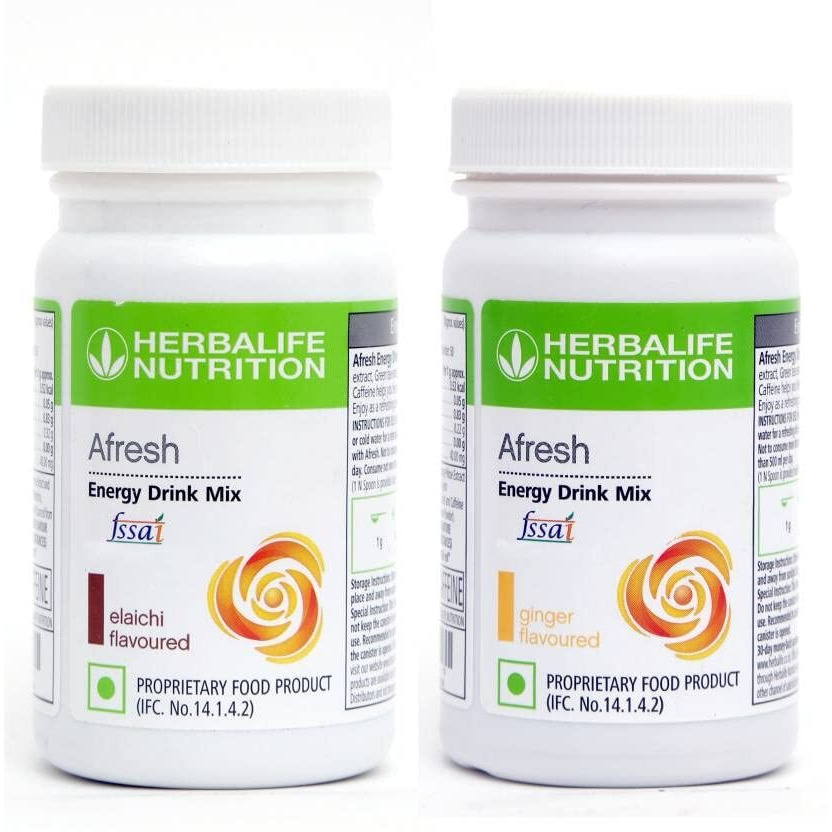 HERBALIFE Afresh Energy Drink - Elaichi Flavor & Ginger Flavor For Weight Loss Energy Drink (2x25 g, Elaichi, Ginger Flavored)