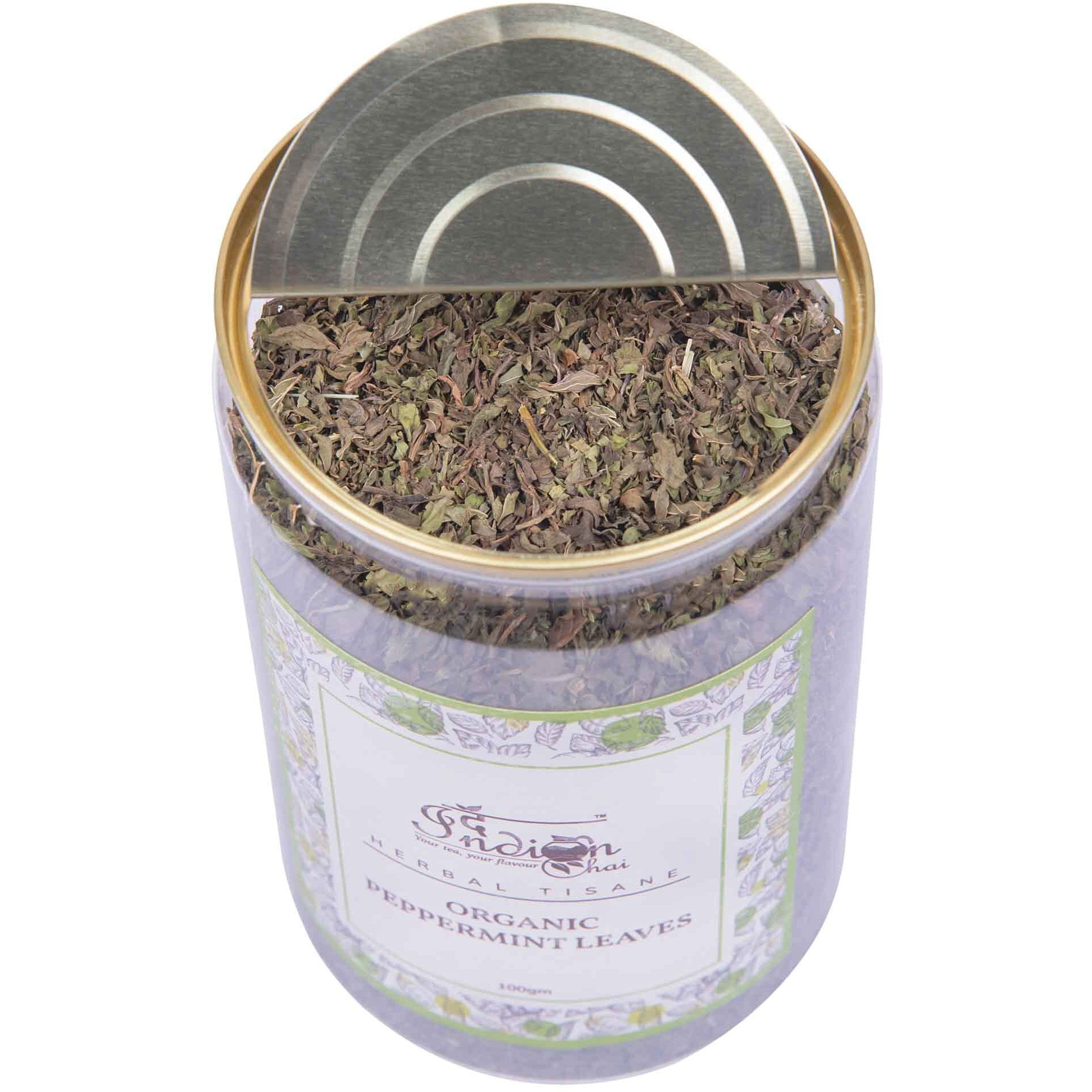 The Indian Chai Organic Peppermint Tea Loose Leaves Herbal Tea In Airtight Jar 100 Gram (Pack Of 1)